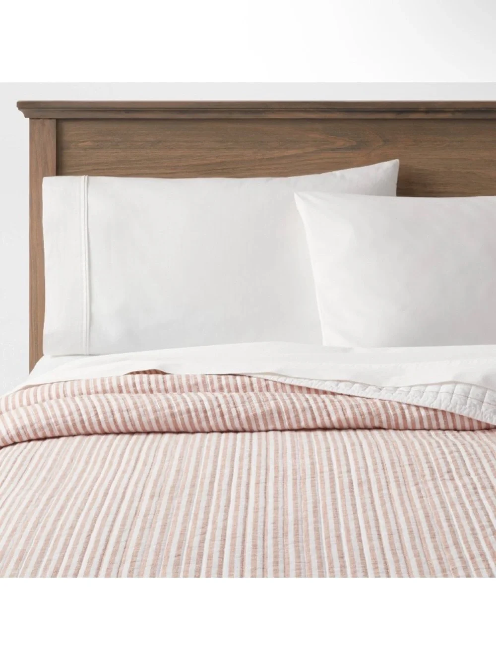 King Reversible Cotton Stripe Quilt Terracotta - Threshold